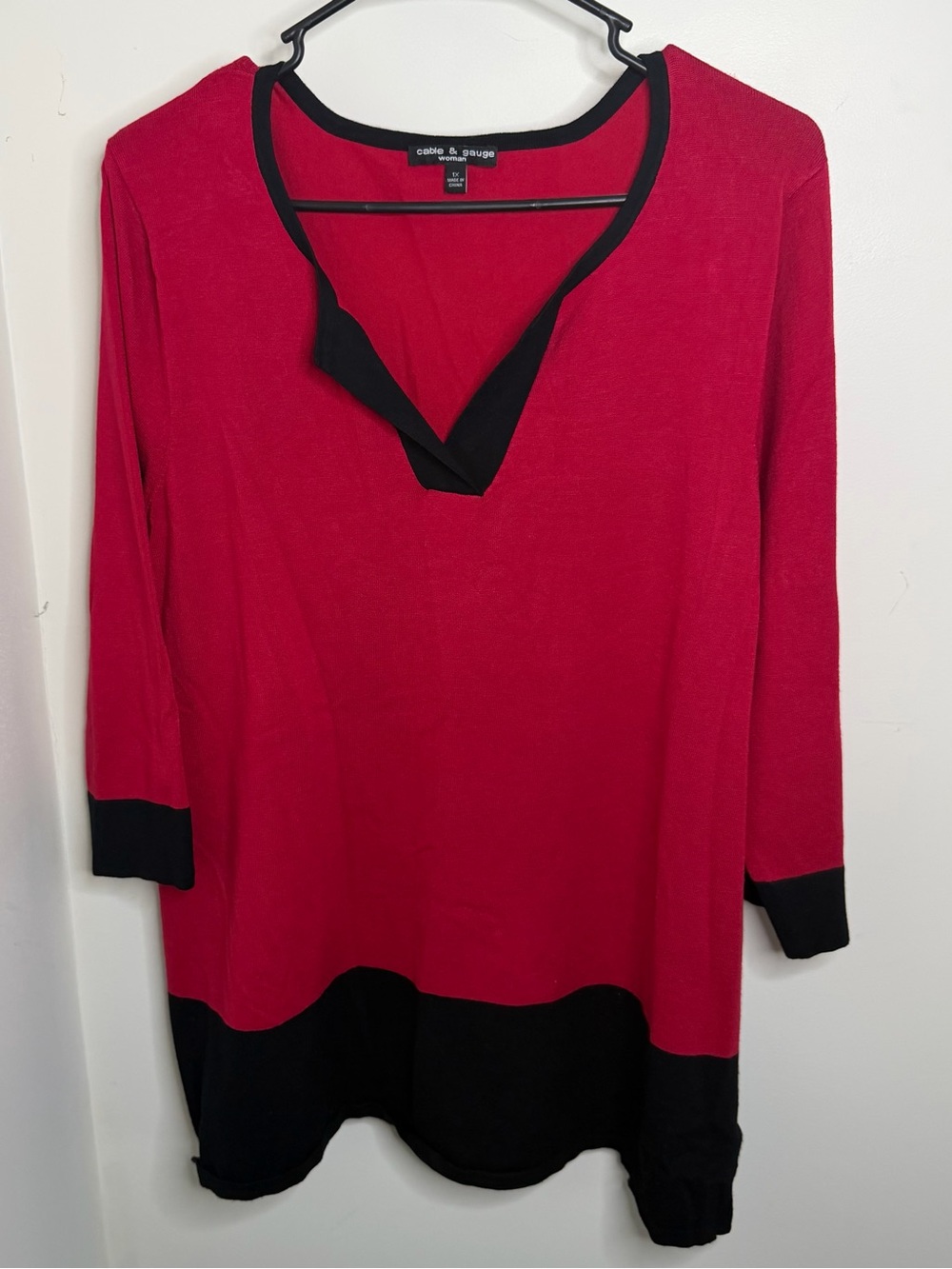 Cable & Gauge Red Tunic with Black Trim